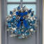 Lux Blue Christmas Handcrafted Faux Poinsettia 22'' Wreath