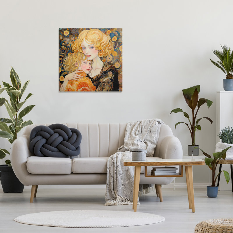 «Blonde Mother & Child», art mural sur toile par Rb, H 30 po x l 30 po