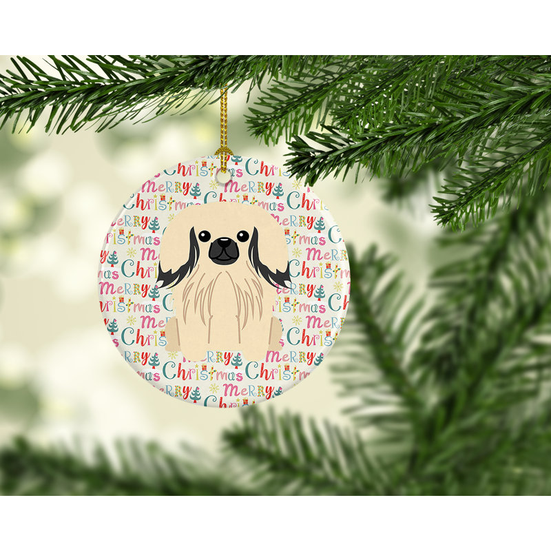 Ornement suspendu Merry Christmas Pekingese