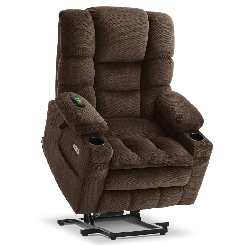 Petit fauteuil inclinable électrique à double moteur avec massage et chaleur, appui-tête réglable, Café