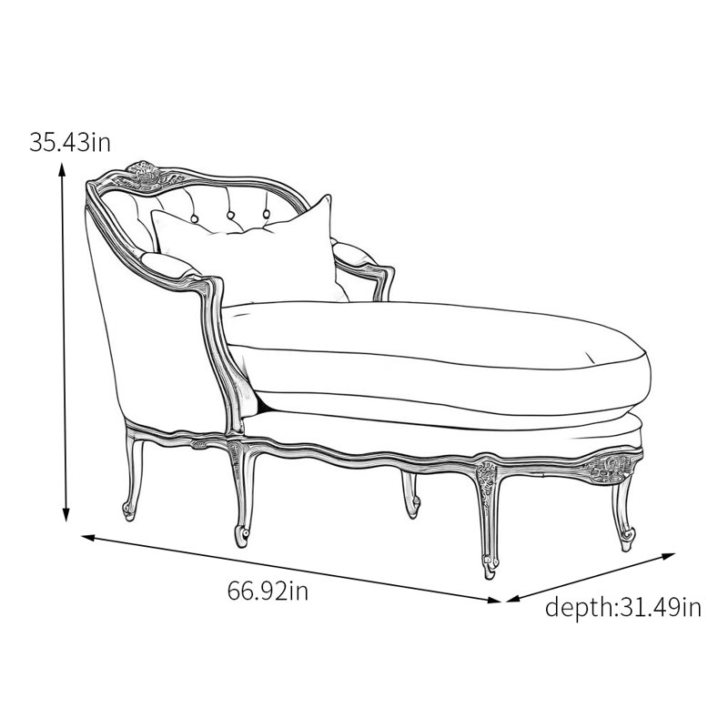 Chaise longue avec cadre en bois rembourré en éponge, Doré, Doré