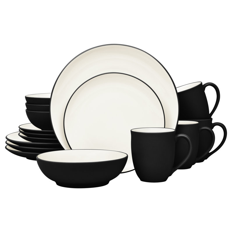 Noritake Colorwave 16-Piece Coupe Dinnerware Set, Service for 4, Graphite