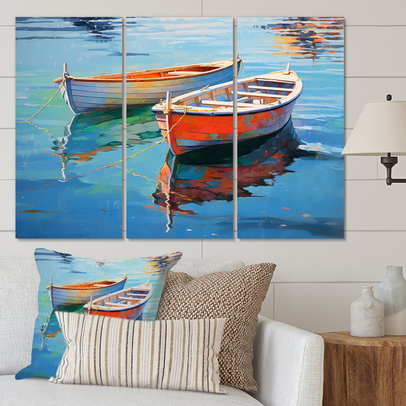 «Boat Harmonic Waters», impression sur toile tendue 3 pièces, H 28 po x l 36 po x P 1 po