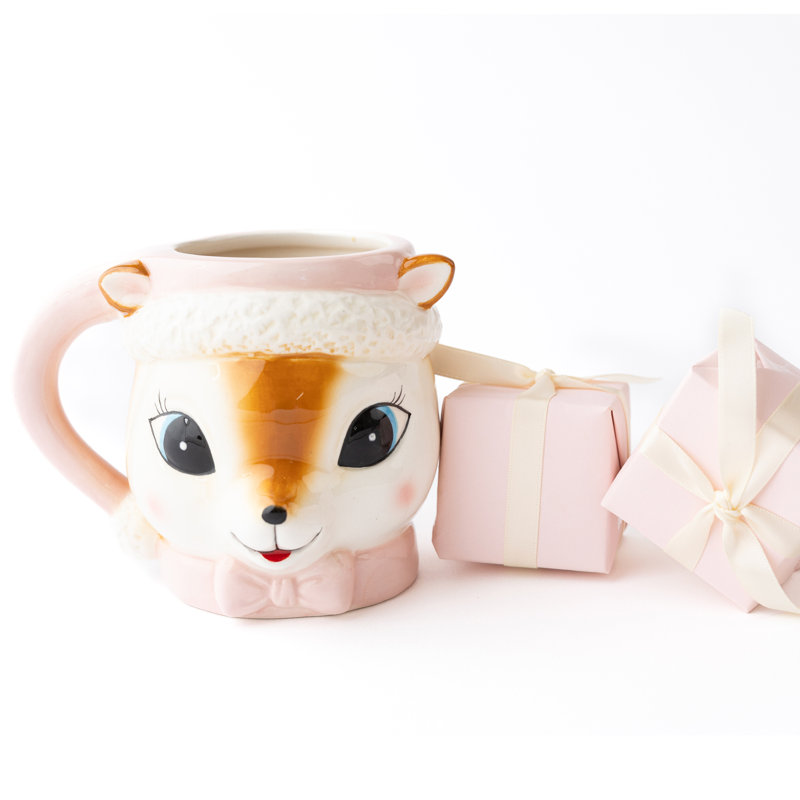 Tasse à café rose avec renne, Rose