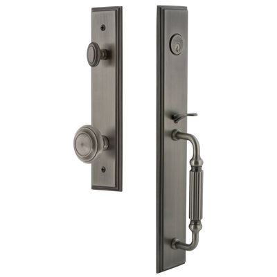 Carré One-Piece Handleset with Single Cylinder Deadbolt and F Grip with Circulaire Knob