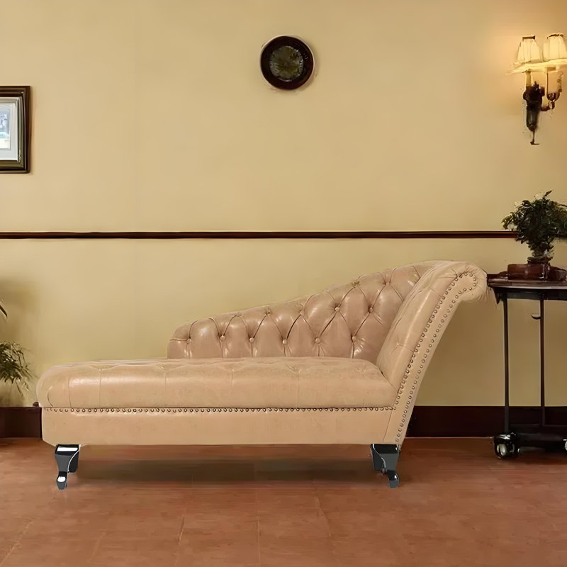 Chaise longue décontractée rétro Elegance, Orienté à droite, Tawny