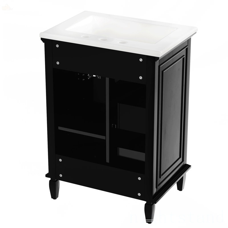 Meuble-lavabo 24 po avec lavabo, Noir