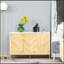 Buffet à 3 portes avec motif à chevrons, tablette réglable et pieds en métal durables pour un rangement moderne