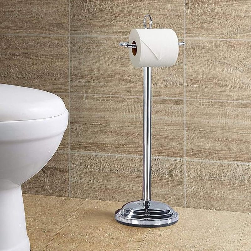 Porte-papier hygiénique sur pied, chrome