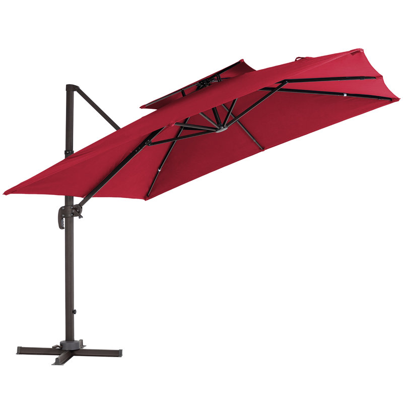 Parasol carré en porte-à-faux 10 pi Anand, H 99,24 po x l 132 po x P 132 po, Rouge