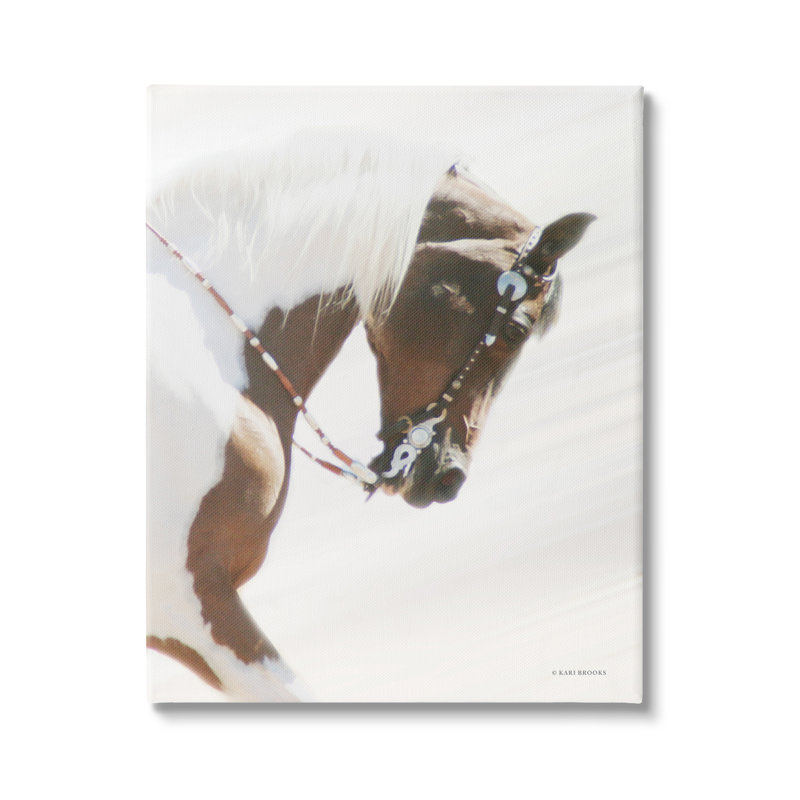 Cheval au galop avec licol sur toile par Kari Brooks, H 30 po x l 24 po x P 1,5 po