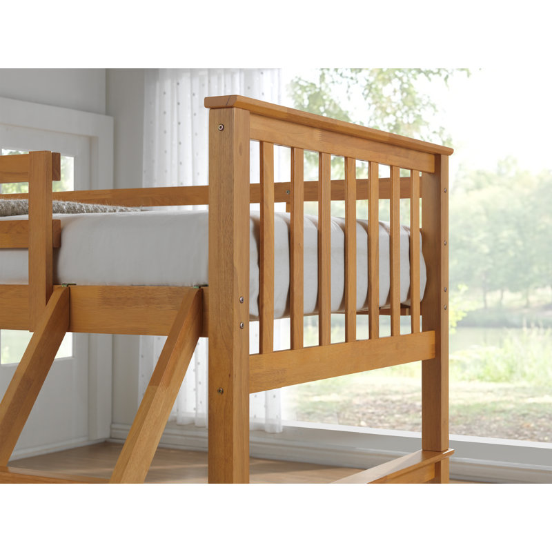 Fincham Bunk Bed with Built-in Ladder Included, Beech