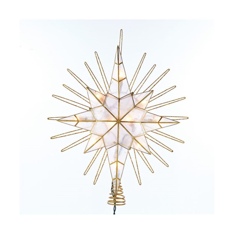 Gold Glitter Metal Stellular Christmas Tree Topper