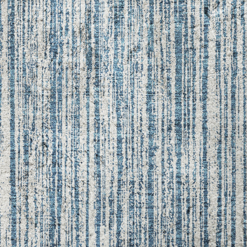 Tapis à rayures Shaggy Dream lavable à la machine de qualité supérieure, Blue, 10' x 14'