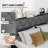 Twin Corner Bed Frame with Upholstered Headboard and LED Lights,Daybed with 2 Storage Drawers,Charging Station and Storage Bookcase-66733079-66733064