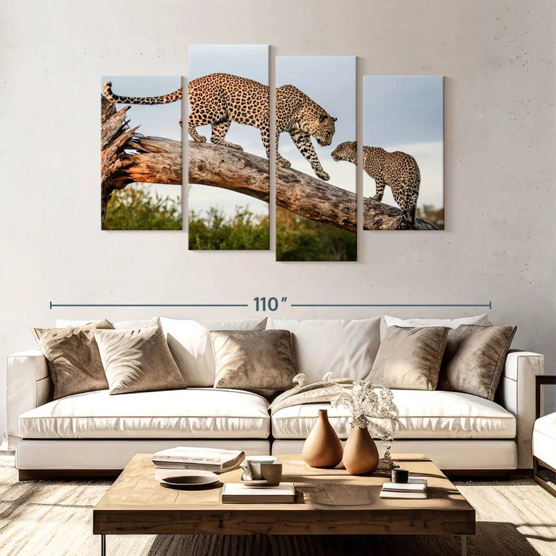 Brampt Mother Leopard And Cub, 54" H x 84" W