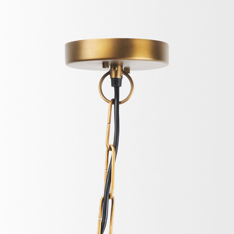 Luminaire suspendu en forme de dôme à 1 lumière Makson, Noir / laiton antique