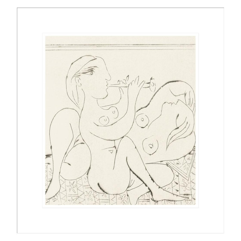 «Flutiste et dormeuse II» par Pablo Picasso, impression giclée encadrée, H 19,23 po x l 17,75 po