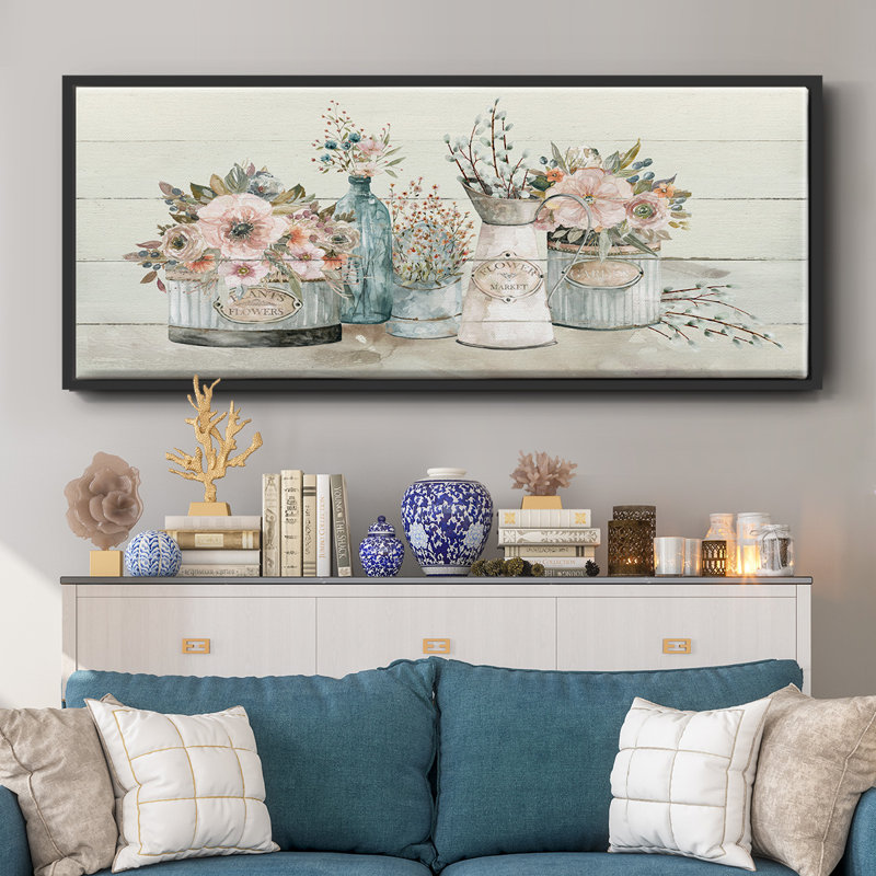 Marché aux fleurs - Toile encadrée, H 20 po x l 50 po