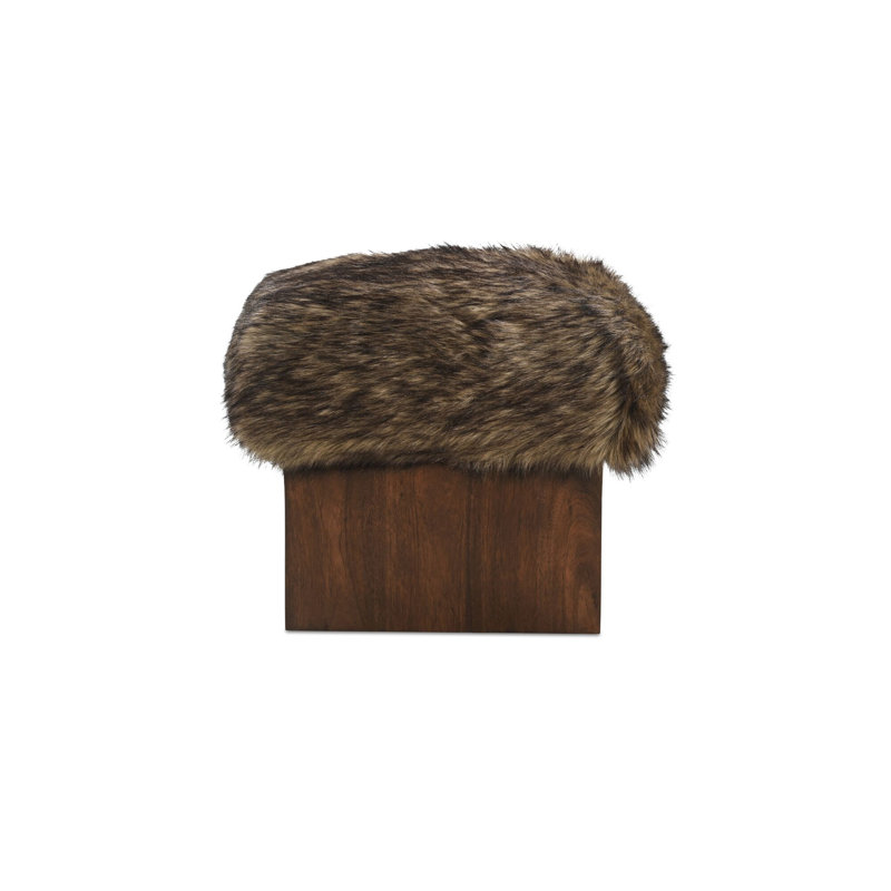 Serge Ottoman Brown Faux Fur, Brown