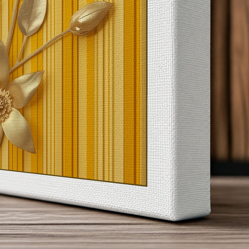 Daffodils Against Stripes Botanical - Wrapped Canvas, 36x24 - 91.4 x 61.0 cm, White Border