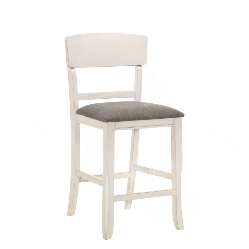 Tabouret de bar rembourré 2 pièces, Blanc crémeux