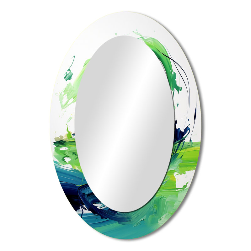 Miroir mural ovale vert et bleu, 36 po x 24 po