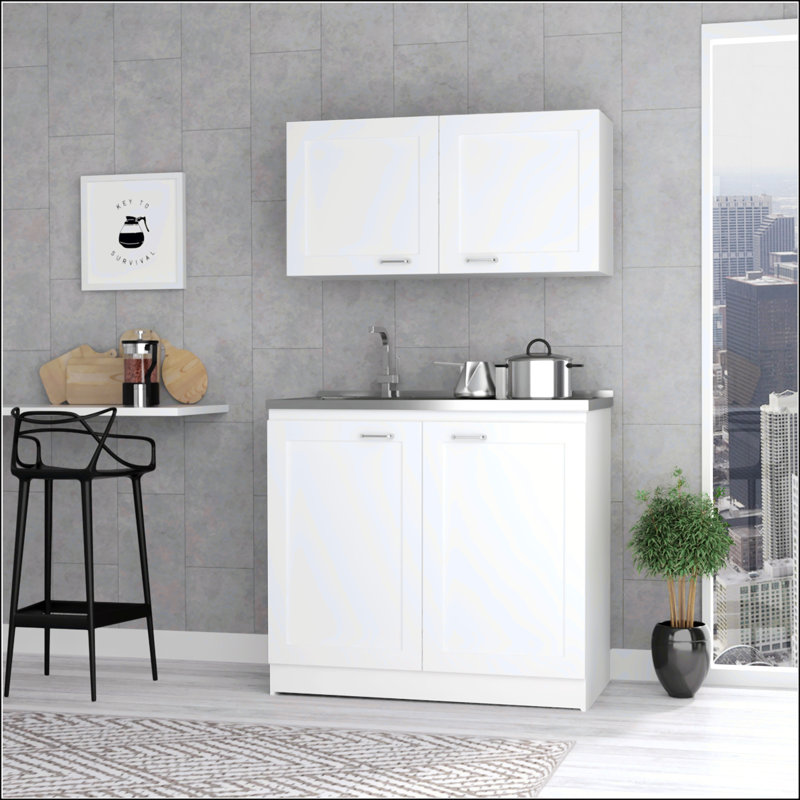 2-Piece Rectangle Cabinet, White