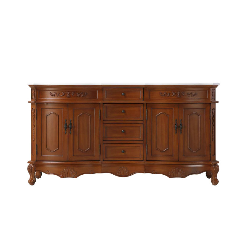 66 inch Double Bathroom Vanity in Teak, Teak