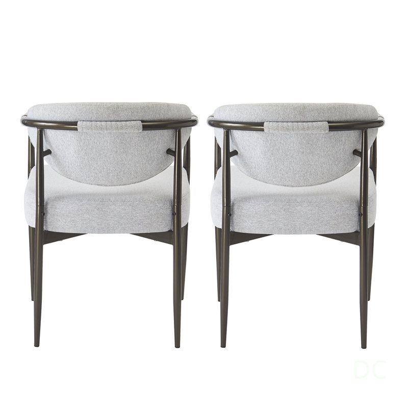 Ensemble de 2 chaises de salle à manger modernes, rembourrées avec un tissu beige et une structure en fer bronze, parfaites pour l'élégance de la cuisine et du restaurant
