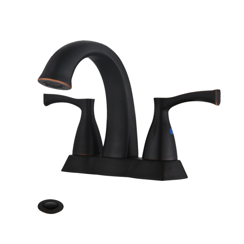 Centerset 2-handle Bathroom Faucet with Drain Assembly, Oil-Rubbed Bronze