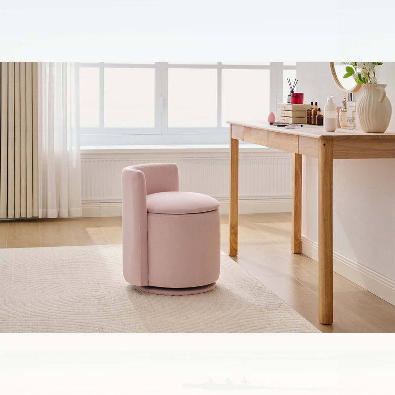 Fauteuil d'appoint pivotant en velours avec dossier incurvé et rangement, confortable et élégant pour les salons modernes