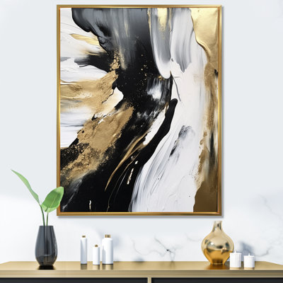 Bliss Minimalism Gold And Black Painting - Abstract Painting Wall Art Prints