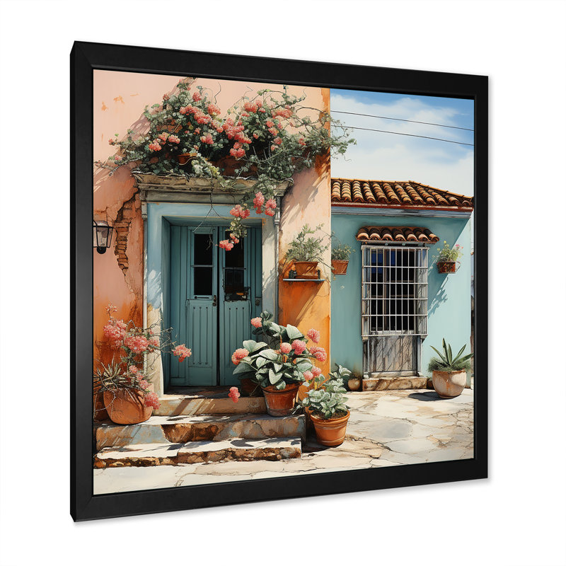 Charme colonial mexicain 1 - Art mural mexicain, H 30 po x l 30 po x P 1,5 po, Cadre simple noir