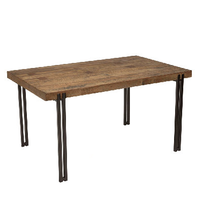 Mccloskey Teak Solid Wood Top Metal Base Dining Table
