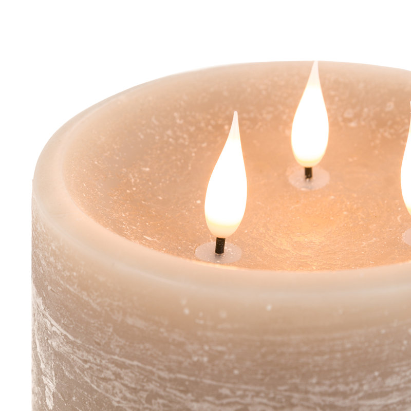 Unscented Flameless Pillar Candle with Plastic Holder, Grey