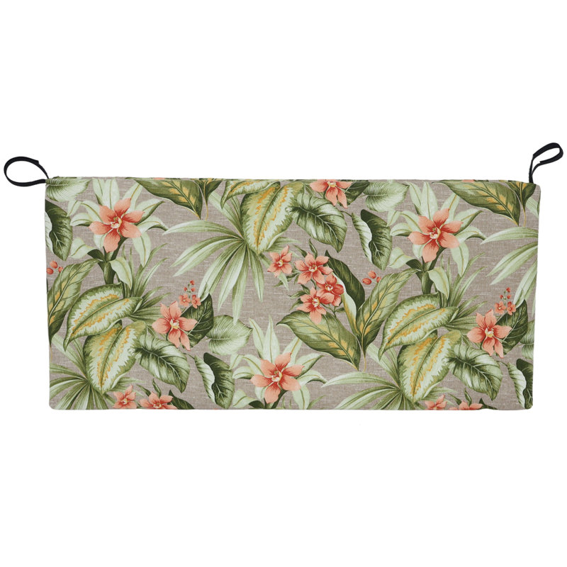Outdoor Loveseat Cushion, 40" W x 19" D, Tan/Pink/Tahiti Sunrise Floral
