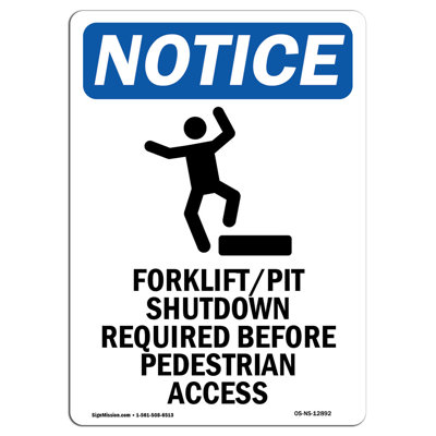 Forklift Pit Shutdown Aluminum Sign 12 x 18