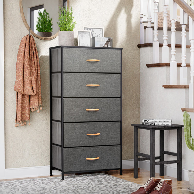 Willmert Steel 23.2 " W 5 - Drawer Dresser, Dark Gray/Black