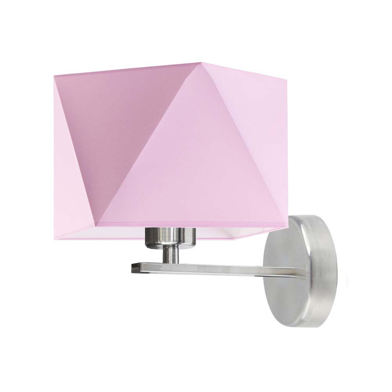 Ayaina Steel Armed Sconce, Brushed Steel, Light Pink