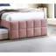 Full Size Pink Bed With Trundle And Upholstered Headboard In Grid Pattern For Contemporary Bedroom Decor