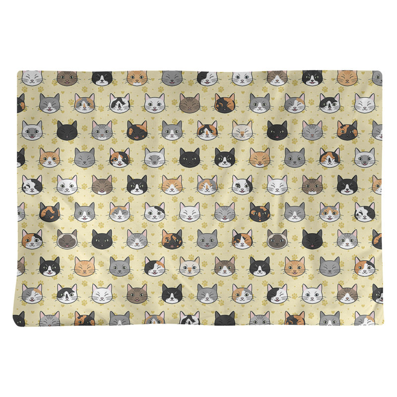 Napperon en coton 18 po Kitty Cat, Jaune