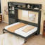 Lit escamotable mural en bois avec canapé, lumières, tablettes et port USB-1840799315-1840799313