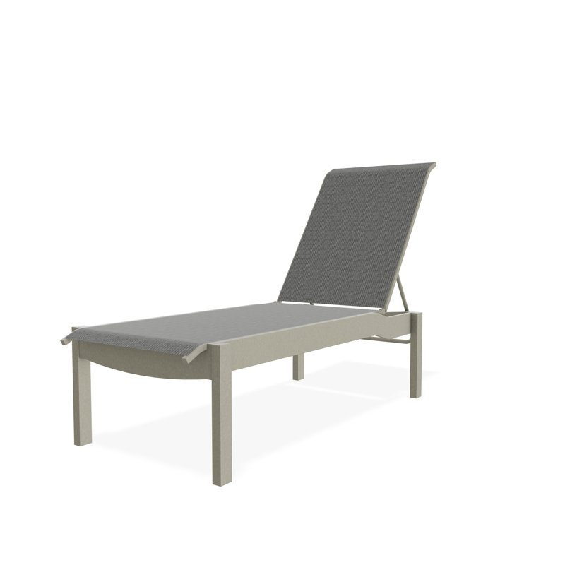 Leeward Sling Marine Grade Polymer Lay-flat Stacking Armless Chaise with Wheels, Harbour, Storm