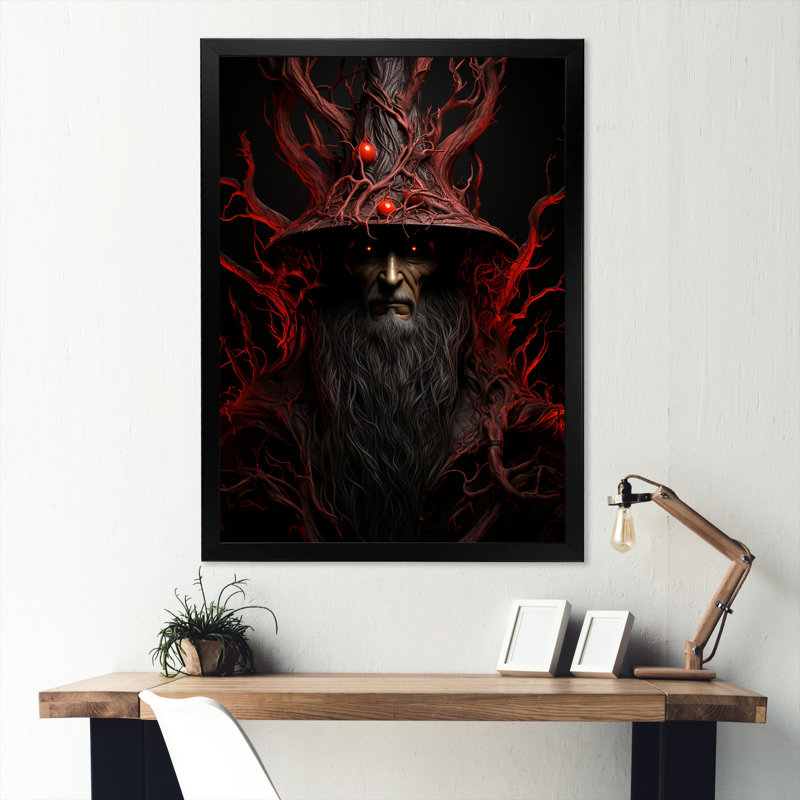 Magie de magicien - art mural Wizards, Cadre simple noir, H 40 po x l 30 po x P 1,5 po