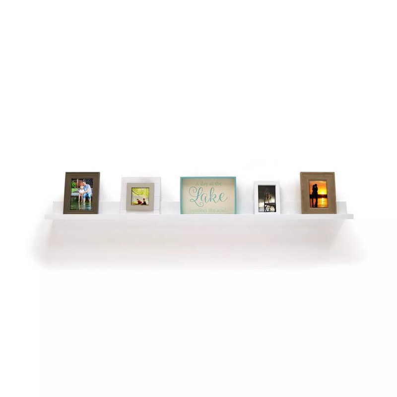 60" x 5" Picture Ledge Wall Shelf White - Modern Floating Photo Display, MDF Composite, Includes Mounting Hardware
