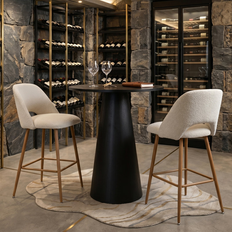 Ensemble repas 30 po à hauteur de comptoir avec tabourets de bar rembourrés pour 2, Beige