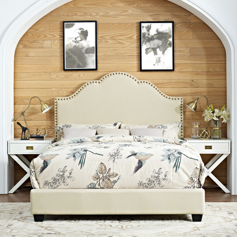 Benedict Upholstered Headboard, Queen, Crème Linen