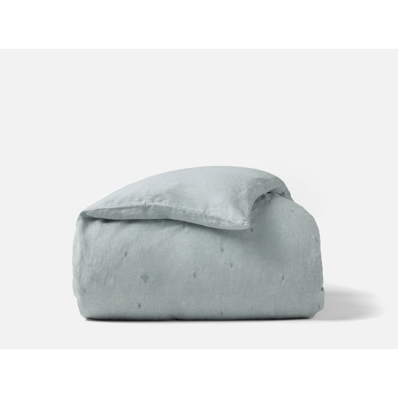 Cambria Duvet Cover, Pacific Blue Chambray w/ Multi, Queen Duvet Cover