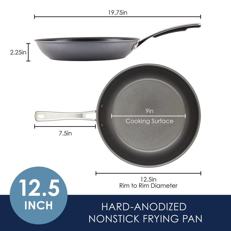 12.5-Inch Black Aluminum Nonstick Frying Pan with Ceramic Coating
